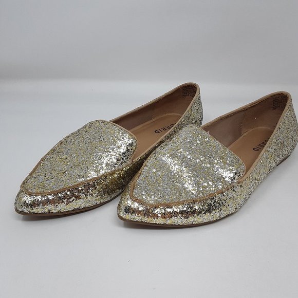 torrid Shoes - Torrid Gold Glitter Pointed Toe Loafers Sz 8W